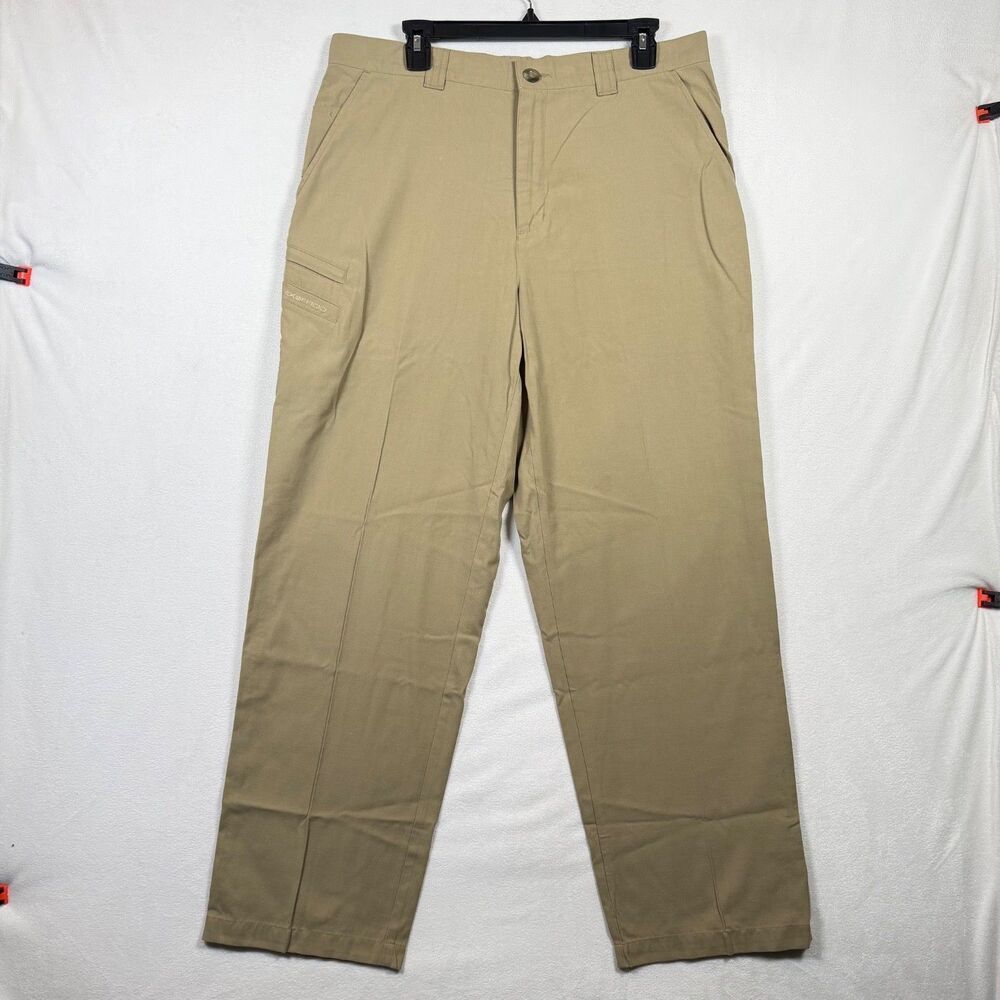 ExOfficio Khaki Pants Men 36x31 Nylon Cotton Hiking Travel Cargo Flat Front